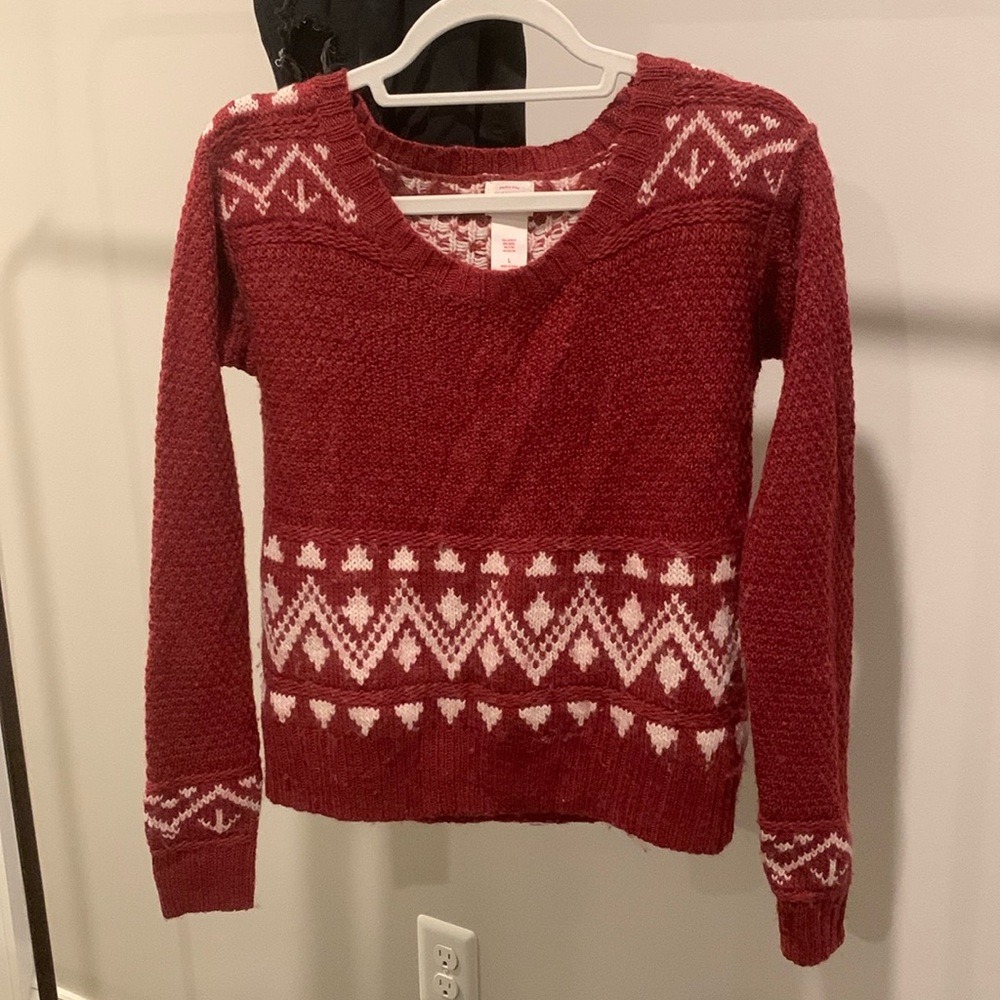 Red & Cream Wool Blend Sweater
